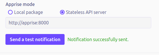 Apprise docker settings