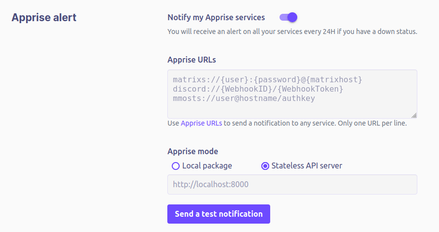 Apprise configuration