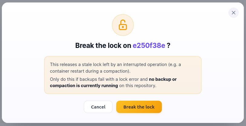 borgwarehouse break-lock borgbackup confirm