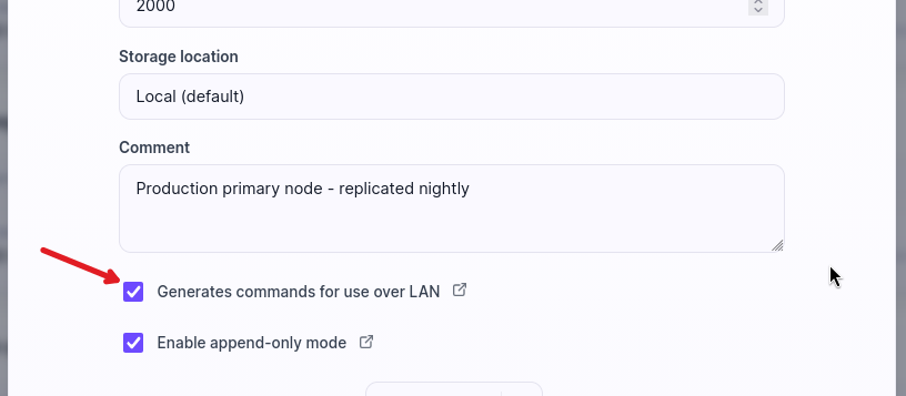 lan Command checkbox