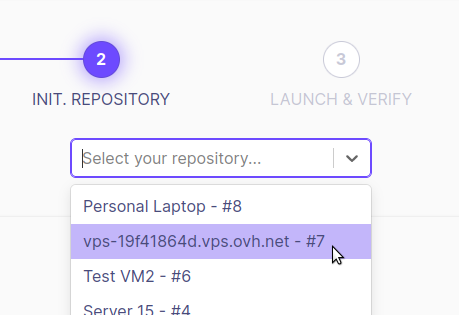 Select a repo in wizard